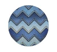 Gradient Blue Denim Printed Coasters Set of 6, Tabletop Protection Leather Coasters for Cup Drinks Coffee Pads Beer Bar Mat Gifts, Round Shape