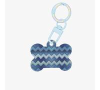 Gradient Blue Denim Printing Bone Shape Dog Tags Double Sided Personalized Pet Pendants for Dogs and Cats