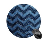 Gradient Blue Denim Round Mouse Pad 7.8 Inch, Portable Gaming Mouse Mat with Non-Slip Rubber Base & Smooth Surface, Waterproof Mousepad for PC, Laptop, Computer, Office, Home