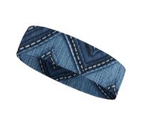 Gradient Blue Denim Sports Sweatband 15" Polyester Hairband Absorbent Quick-Dry Headband for Running, Yoga