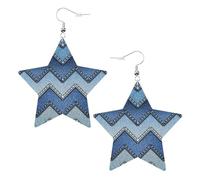 Gradient Blue Denim Statement Earrings for Women, Star Drop Earrings, Elegant Dangle Jewelry for Formal Gatherings