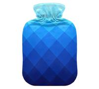 Gradient Blue Diamonds Hot Water Bottle with Soft Cover Hand Feet Warmer Hot Water Bag for Neck and Shoulder Pain Relief Small