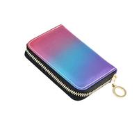 Gradient Blurred Colorful Grain Wallets for Women Leather Card Holder Wallets RFID Blocking Compact Zipper Change Purse with Key Ring