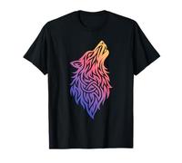Gradient Celtic Wolf Howling Tribal Wherewolf Wolf T-Shirt