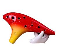 Gradient Chinese Tao 12 Hole Ceramic Ocarina Alto C Key Tone Professional Music Instrument(Red)