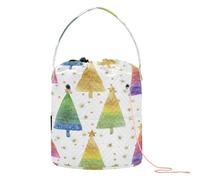 Gradient Christmas Trees & Stars Pattern Yarn Bag Crochet Organizer Tote Portable Travel Bag for Needle Holder Crochet Project
