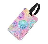 Gradient Circular Pattern Luggage Tag Cute Unique Travel Bag Tag Personalized Luggage Tag ID Label Address Card and Durable Round Ring Travels Gift Airport Essentials Black-Style