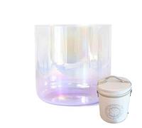 Gradient Clear Crystal Singing Bowl - 432Hz Sound Bowl Chakra Bowl with Heavy Duty Carrying Cases, Gift for Yoga Meditation & Sound Healing (Color : Purple_8Inch E Note)