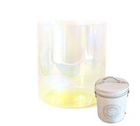 Gradient Clear Crystal Singing Bowl - 432Hz Sound Bowl Chakra Bowl with Heavy Duty Carrying Cases, Gift for Yoga Meditation & Sound Healing (Color : Yellow_7Inch C Note)