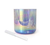 Gradient Clear Crystal Singing Bowl, Blue Cosmic Light Alchemy Bowl Sound Bowl, With Striker & O-ring, Gift For Yoga Meditation Sound (432HZ 8 Inch F Note)