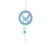 Gradient Color 3D Wind Spinner Sculpture, Decorative Metal Wind Spinner with Ball Spiral Tail, Vibrant Outdoor Garden Spinner for Balcony Window Patio