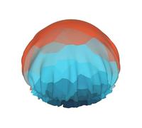 Gradient Color Design Double Layer Waterproof Shower Cap, Extra Large Soft Elastic Band, Reusable Bath Cap For Women Men,Full Print Design