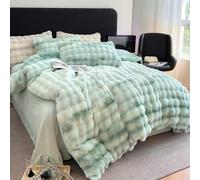 Gradient Color Duvet Cover Set, Luxury Faux Fur Fluffy Bedding Sets 4 Pieces Plush Shaggy Velvet Comforter Cover Set Rainbow Ombre Furry Comforter Set,Green,Queen (Green Queen)