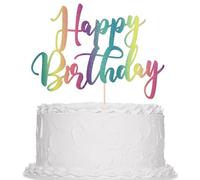 Gradient color Glitter Happy Birthday Cake Topper-Happy Birthday Cake Decor， Anniversary/Birthday Party Cake Decor