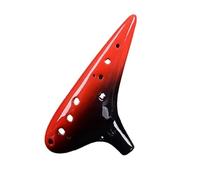 Gradient Color Ocarina 12 Holes Alto AC Handmade Ceramic Ocarinas Flute Beginner Ocarina Porcelain Advanced (Color : Red)