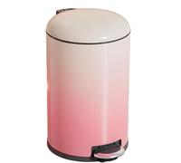 Gradient Color Round Trash Can with Lid Stainless Steel Step Pedal Bin Removable Wastebasket for Living Room Bedroom Office (Pink 5L: 21.5x28x30cm)