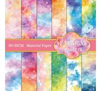 Gradient Color Scrapbook Paper Pad - 24 Sheets 12in Watercolor Aesthetic Patterns Decoupage Collage Supplies for Journaling Folded Card Origami DIY Crafts Gift Wrapping Material