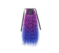 Gradient Color Synthetic Long Curly Hair Ribbon Extension Rainbow Multicolor Ponytails Suitable for Daily Parties(Purple)