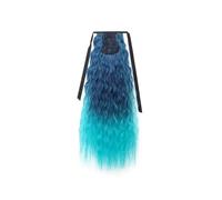 Gradient Color Synthetic Long Curly Hair Ribbon Extension Rainbow Multicolor Ponytails Suitable for Daily Parties(Blue)