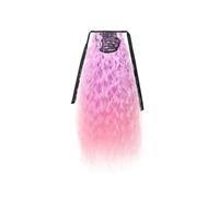 Gradient Color Synthetic Long Curly Hair Ribbon Extension Rainbow Multicolor Ponytails Suitable for Daily Parties(Pink)