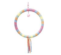 Gradient Colorful Circular Bird Swing - Cotton Rope Hanging Stand & Climbing Toy for Small Birds, Parrots, Cockatiel, Conure, Budgie, Parakeet, Finch, Quaker & Cage Decor (L,a1)