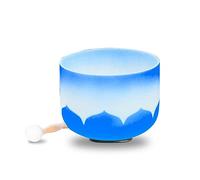 Gradient, Cyan, Lotus Flower, Crystal Yoga Singing Bowl, 7-12 Inches, Handmade, Meditation Props To Relieve Fatigue And Anxiety, Suitable For Beginners And Professionals,9 Inches
