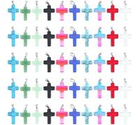 Gradient Designs 50 Pcs Crystal Cross Charms, With Assorted Colors, Includes And Blue Turquoise Crackle, Decoration And Jewelry Making For Ideal