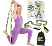 Gradient Fitness Stretching Strap for Physical Therapy, 12 Multi-Loop Stretch Strap, Neoprene Handles, Physical Therapy Equipment, Yoga Straps for Stretching, Leg Stretcher (Green & Grey)