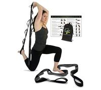 Gradient Fitness Stretching Strap, Premium Quality Multi-Loop Strap, Neoprene Padded Handles, 12 Loops, 1.5" W x 8' L (Black/Grey)