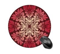 Gradient Floral Pattern Dark Red to Beige Mousepad Round Computer Mousepad Waterproof Gaming Mousepads with Non-Slip Rubber Base Mousepads Mousemat for Laptop Office 20 CM