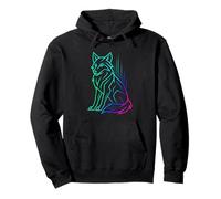 Gradient Geometric Wolf - Minimalist Linear Art Design Pullover Hoodie