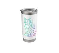 Gradient Geometric Wolf - Minimalist Linear Art Design Stainless Steel Insulated Tumbler