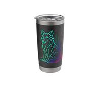 Gradient Geometric Wolf - Minimalist Linear Art Design Stainless Steel Insulated Tumbler