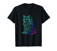 Gradient Geometric Wolf - Minimalist Linear Art Design T-Shirt