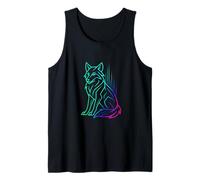Gradient Geometric Wolf - Minimalist Linear Art Design Tank Top