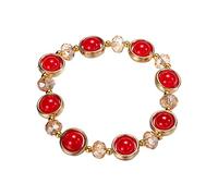 Gradient Glass Bracelet Coloured Glaze Bracelet String For The Girl'S Classmates And Friends Watch Bracelet Set (Red, A)