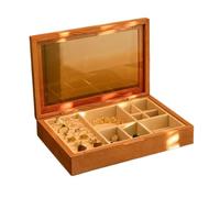 Gradient Glass Lid Wooden Jewellery Box Velvet Lining Magnetic Closure Trinket Storage Case Display for Necklaces Rings Earrings