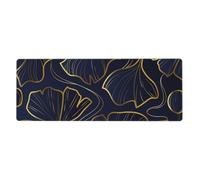 Gradient Golden Linear With Ginkgo Biloba Leaves,Mouse Pad Large Desk Pad Computer Keyboard Mouse Mat With Non Slip Rubber Base 30 x 80 cm