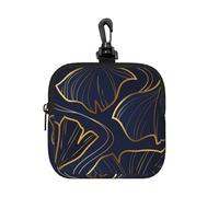 Gradient Golden Linear with Ginkgo Biloba Leaves, Square Zipper Storage Bag, Neoprene Coin Purse, Small Wallets, Change Pouch, Change Purse