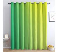 Gradient Green Curtains, Lime Green Eyelet Drapes, Room Darkening Window Treatment for Living Room & Bedroom, 2-Pack, 260 x 140 cm, Patterned Design, Perfect for Home Decor