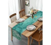 Gradient Green Palm Tree Minimalist Table Runner 108 Inches Long, Summer Tropical Leaves Washable Table Runners Heat-Insulation Kitchen Dining Table Decorations for Home Party Decor 13x108in