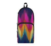 Gradient Ikats Simple Line Rainbow Nylon 3 Compartments Pencil Bag For Kids Multi-purpose and aesthetic Big Pencil Case With Zipper Stationery pouching Bag for Teen Girls Preppy School 1600ml