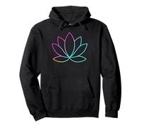Gradient Lotus Outline Minimal Yoga Mindfulness Symbol Icon Pullover Hoodie