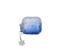 Gradient Lovely Blue Snowflake Pattern Case for AirPods 3rd Generation 2021, Shock-Absorbing Headphone Case Cover with Pendant Accessories