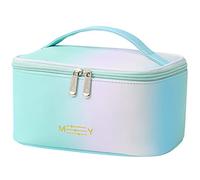 Gradient Makeup Bag Small Cosmetic Bags for Women Ladies Zipper Pouch Makeup Organizer Waterproof Cute Green Pink Blue(Rainbow Green)