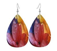 Gradient Maple Leaf Women's Teardrop Leather Earrings - Lightweight PVC Dangle Earrings, 925 Silver Hooks, Double-Sided Prints | Hypoallergenic Gift