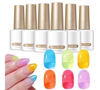Gradient Nail Gel Kit - 6 X 7ml Bubble Gel Set, Long Lasting Semi-Transparent Finish, Home Salon Grade Manicure Cosmetics, Beginner Professional | Women Wedding Travel Beach Dating Commute Gathering