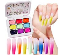 Gradient Nail Gel Polish - 9-Color Manicure Palette for Artistic Designs | Smooth Blending Pat Gel with Vibrant Colors, Creative Supplies for Girls and Salon Manicure Painting