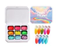 Gradient Nail Gel Set, 9 Color Painting Palette, LED Curing Nails Art Gels Kit with Smooth Texture, High Pigment Nails Color, Artistic Gel with Blend Effect, Beauty Kit for Salon, Practice, Beginners