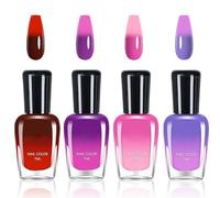 Gradient Nail Polish Set 4 Pcs Quick-Dry Gel Varnish - Ombre Shades Red Purple Pink Mauve For Smooth Glossy Long-Lasting Manicure At Home, Salon Quality Application, Professional Finish, Vibrant